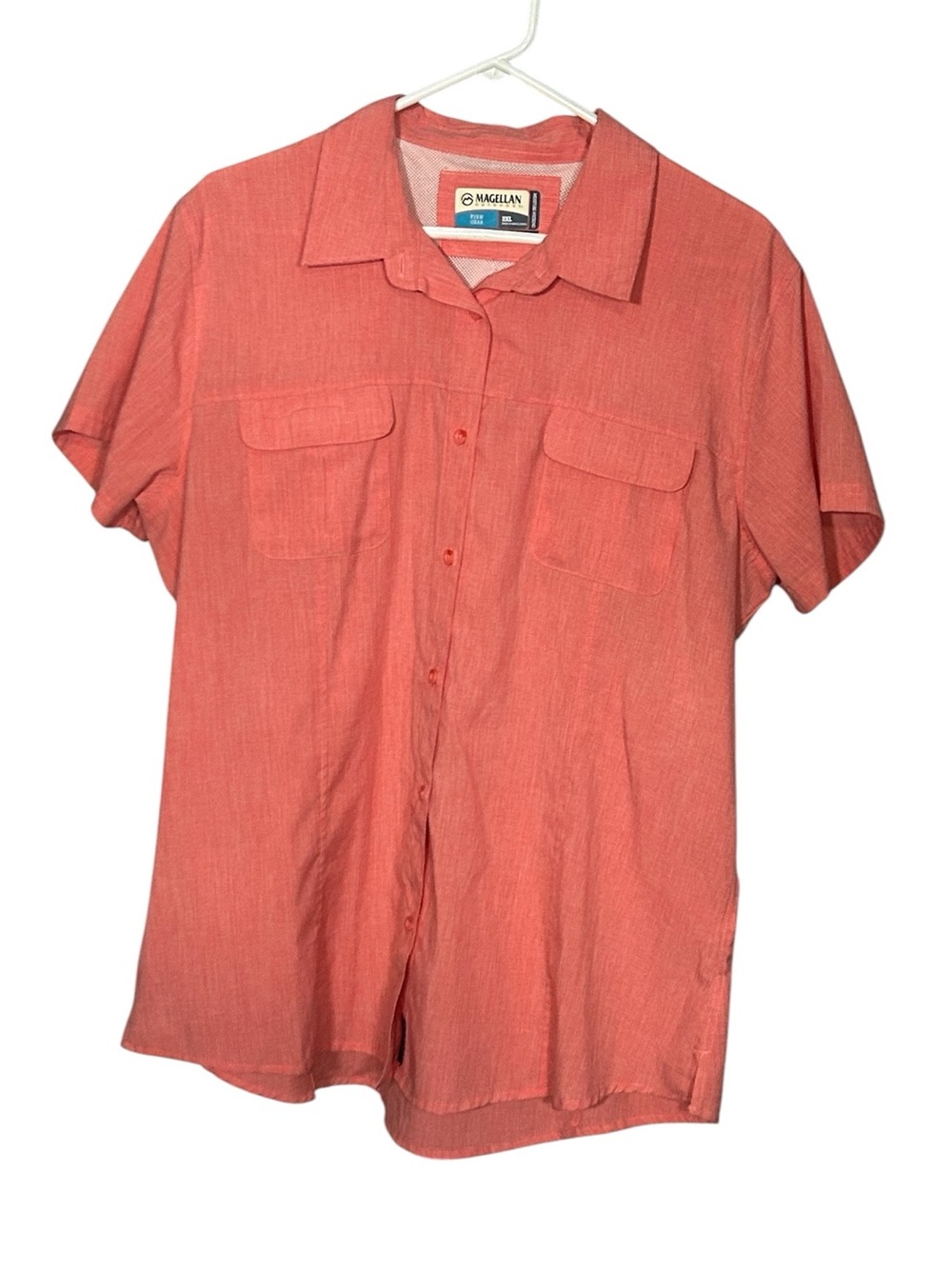 Magellan Outdoors Women's Coral Short-Sleeve Button-Down Shirt